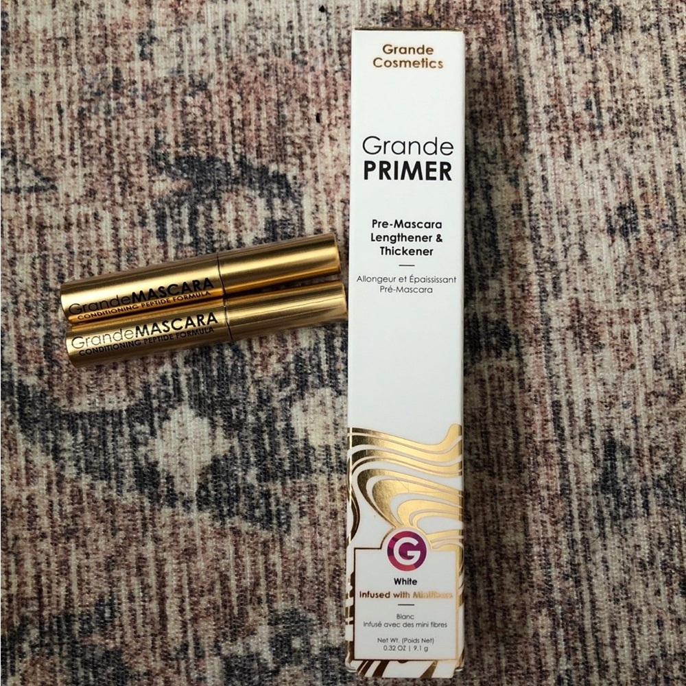 ✨ Grande Cosmetics Primer + 2 Mini Mascaras – Brand New & Sealed! ✨